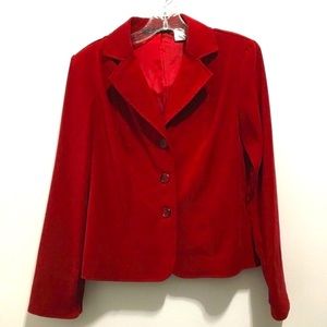 Briggs New York Women's Red Sharp Shoulder Blazer Jacket Coat